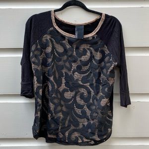 Anthropologie Dolan Small Black Lace Top
